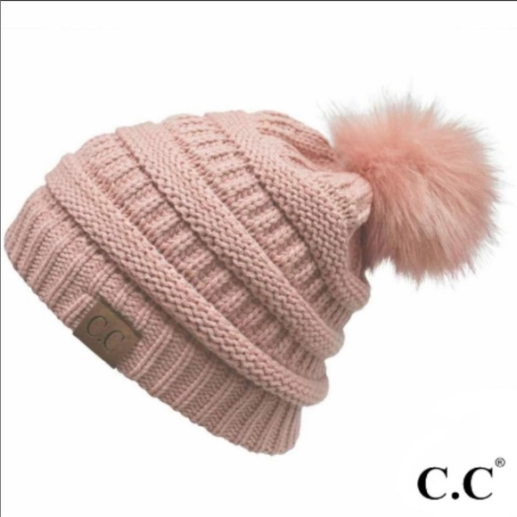 C.C Knit Ribbed Pom Pom Beanie Assorted Colors - Picture 5 of 9